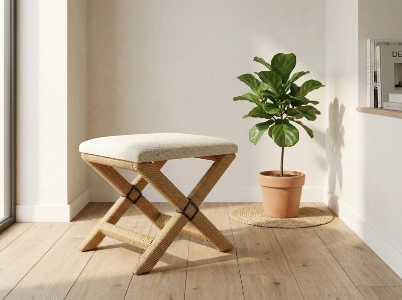 Cross-Leg Rope-Wrapped Stool