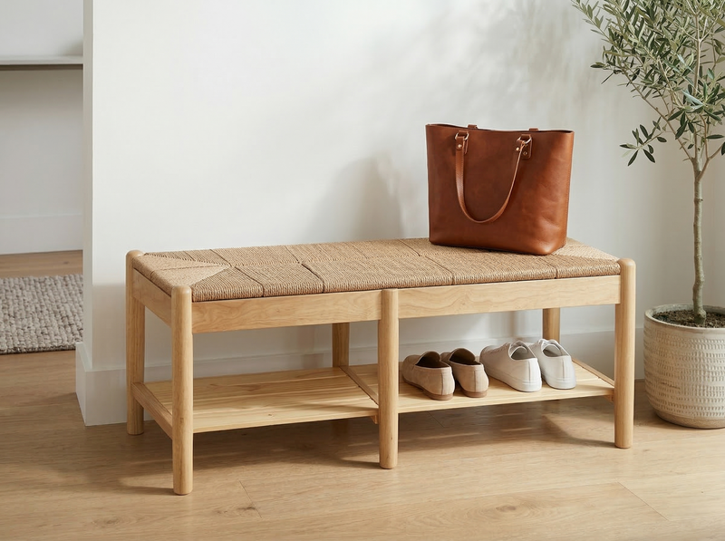 Woven Seat Storage Bench
